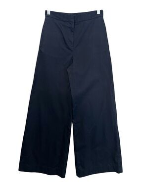 COS Pants Women’s 4 Blue Wide Leg Cotton Flat Front Trousers